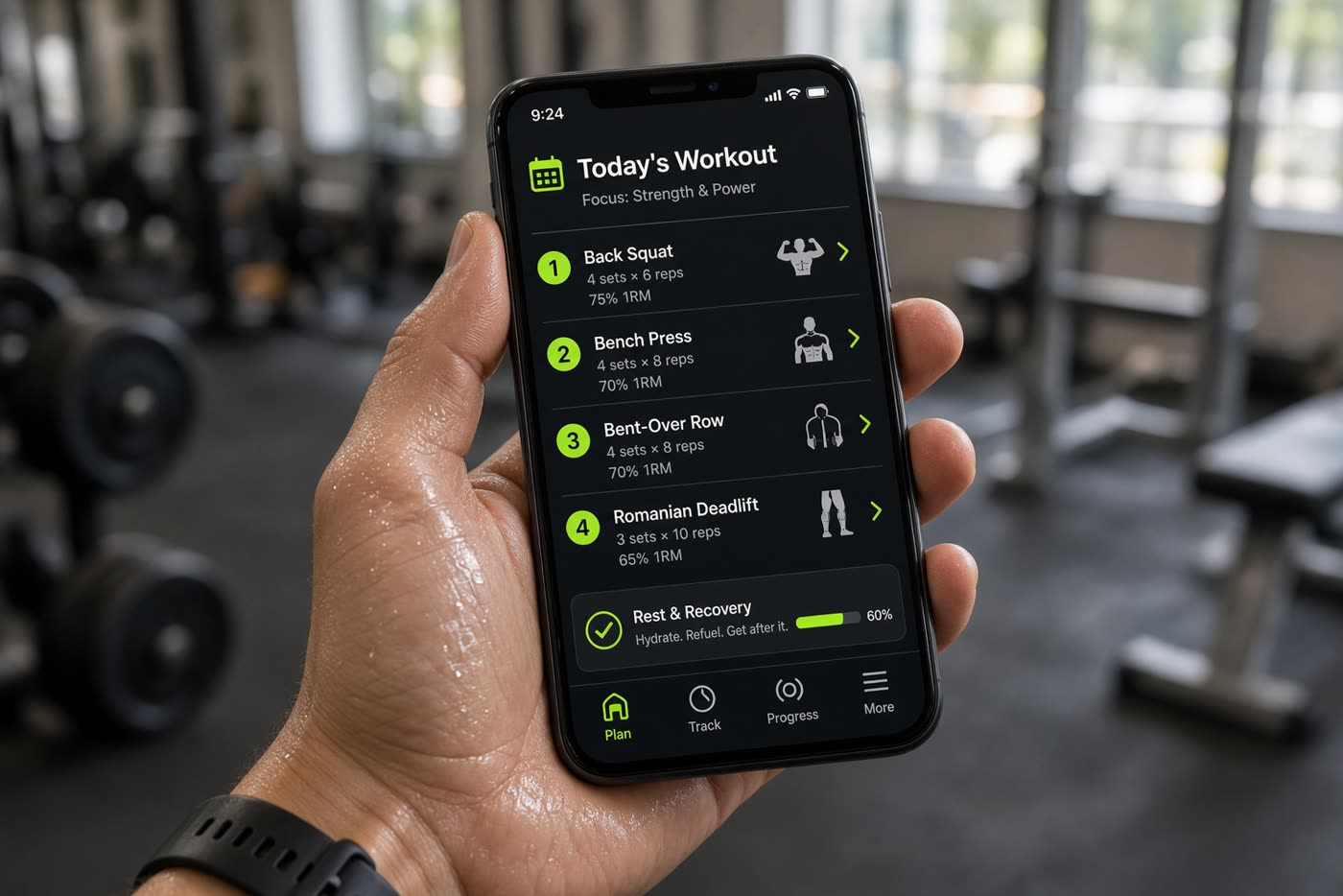 Client between sets with their phone
